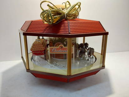 Budweiser rotating Clydesdale Carousel light: Works. 22" diameter and 18" high