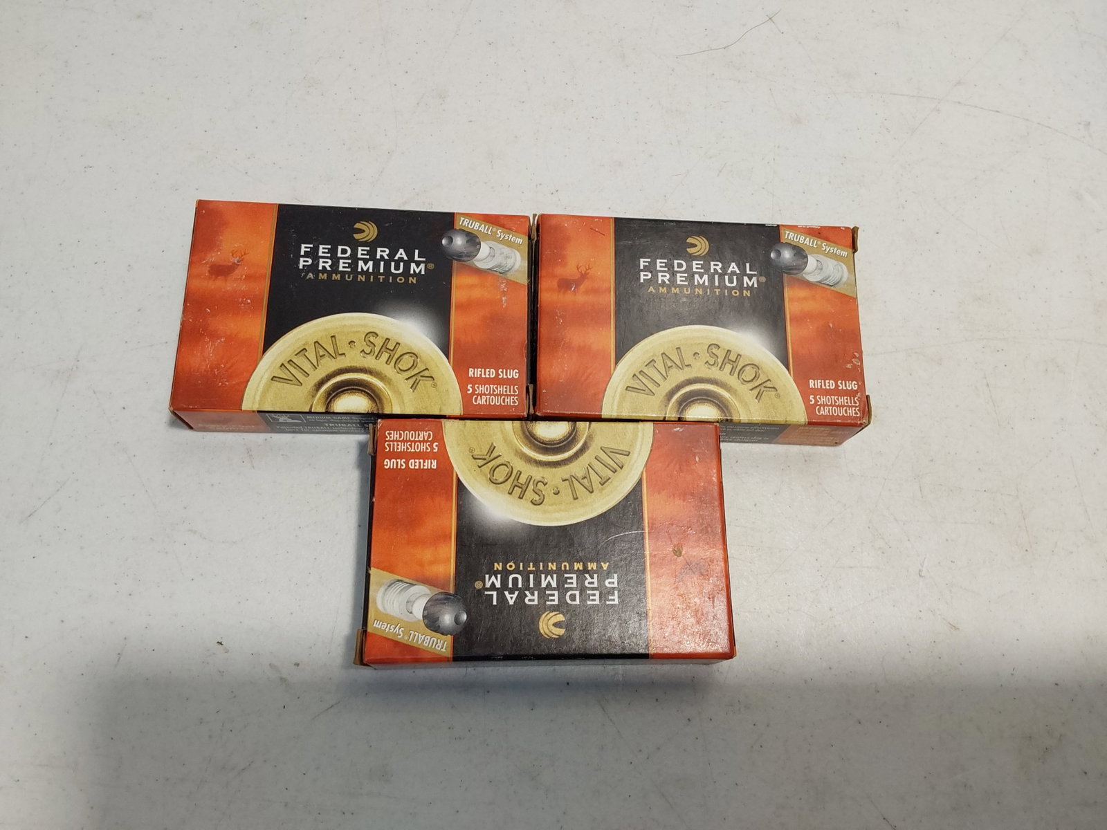 (3) boxes of 12ga rifled slugs: (15) rounds