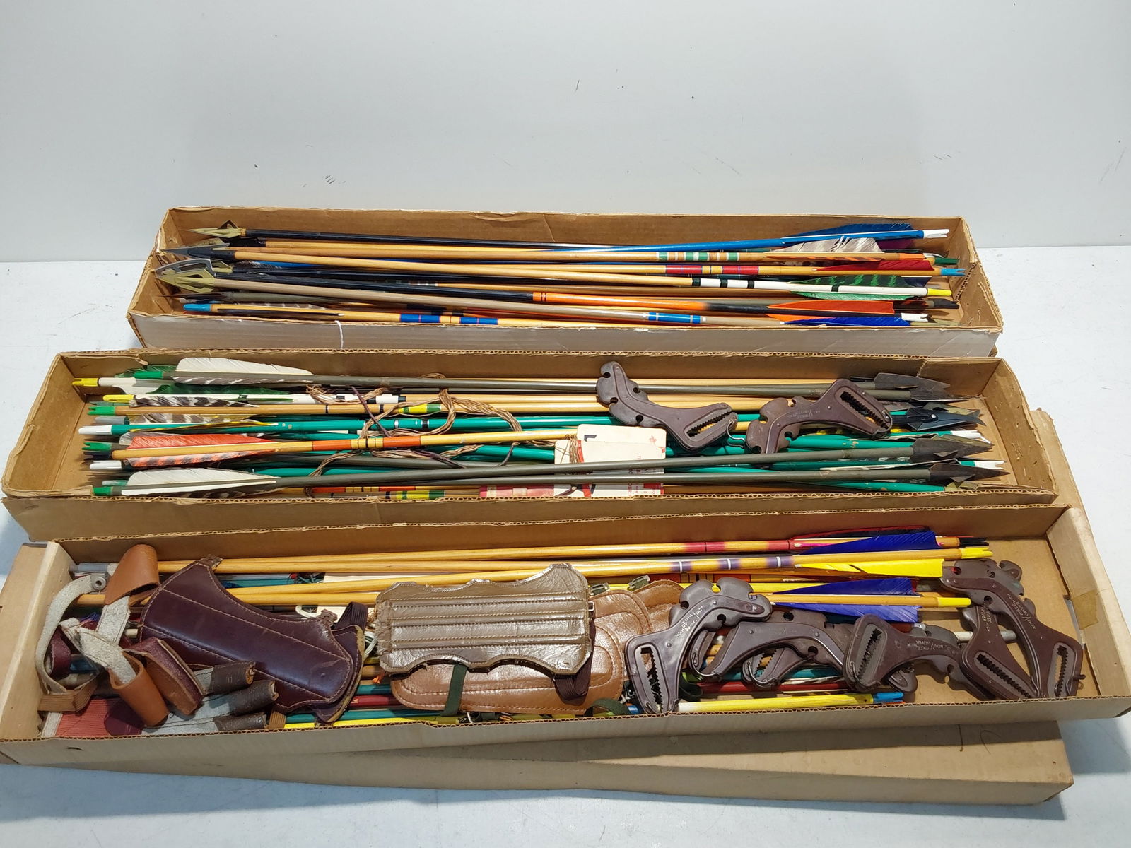 (3) boxes of wooden arrows: (3) boxes of wooden arrows