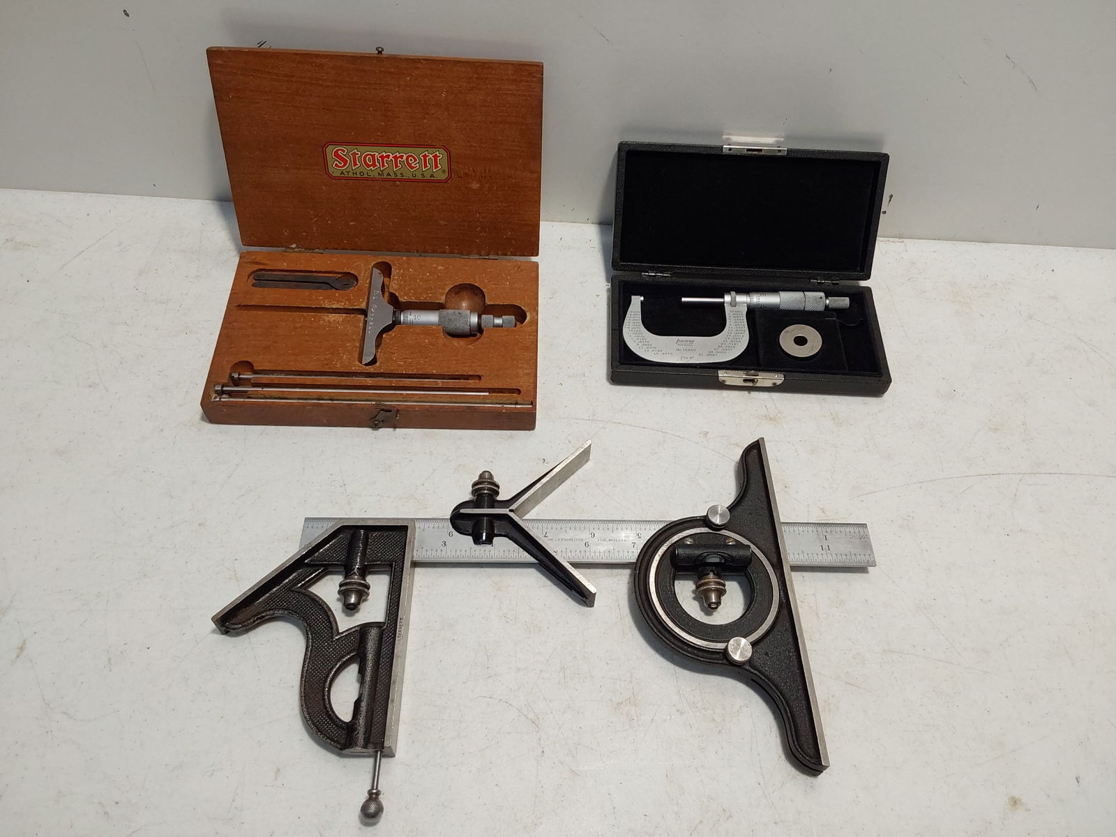 (2) Starrett and (1) Lufkin machinist tools: (2) Starrett and (1) Lufkin machinist tools