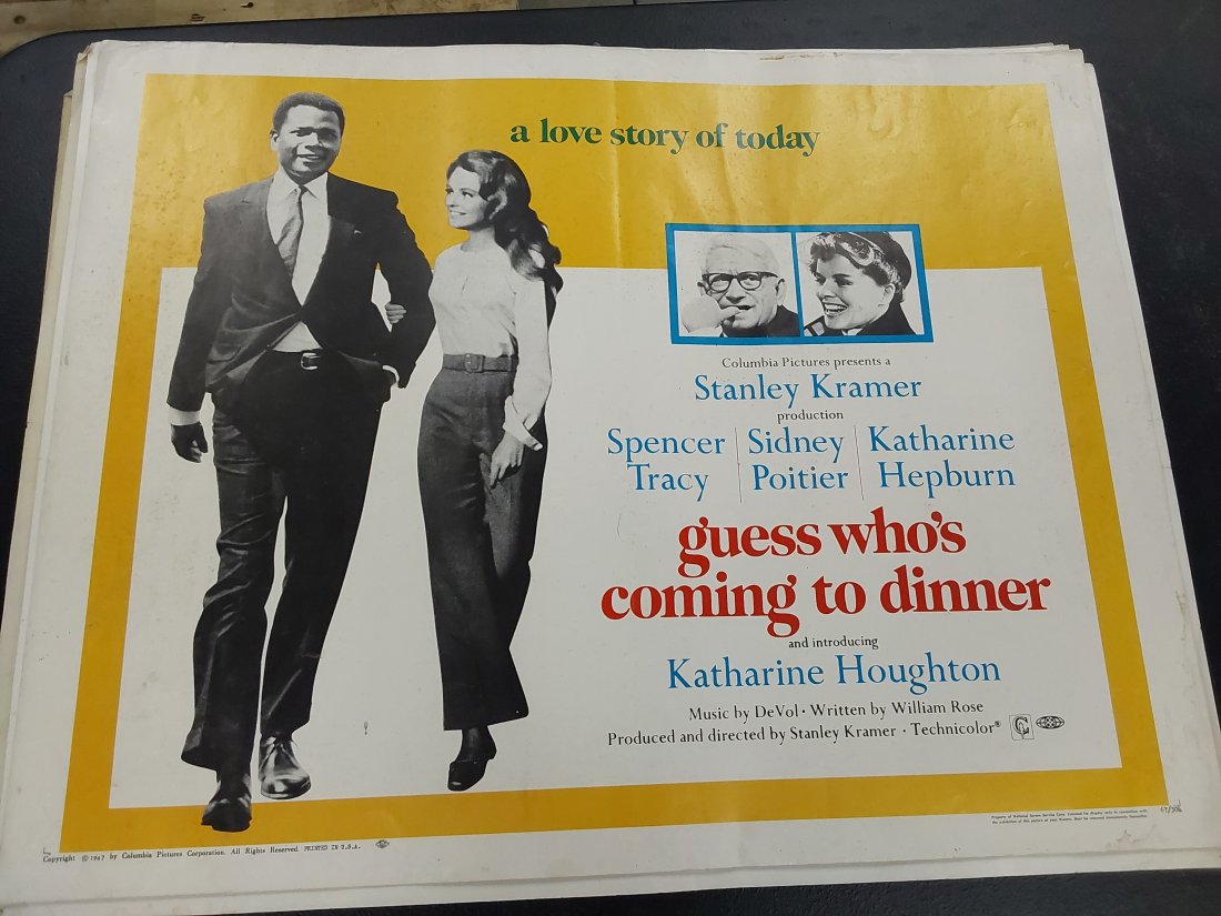 (8) vintage movie posters: "Guess Who's Coming to Dinner", "The Late Show", "Meet in the Heat of Firecreek", "The Moon Spinners", "The Wedding Gown that Waited", "Swing Shift Maisie", "The Music Man" and "The Brave One".All are