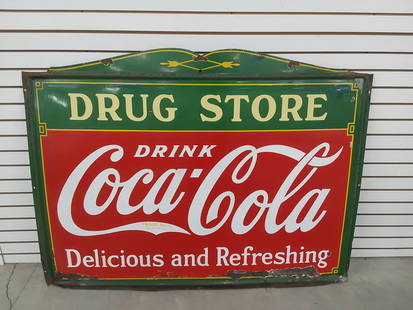 Coca-Cola Drug Store SSP sign: Single Sided Porcelain 45" x 60"