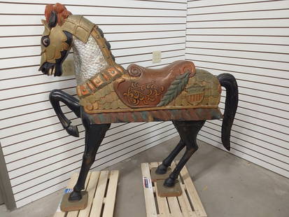 wooden carousel horse: 63" long and 60" tall