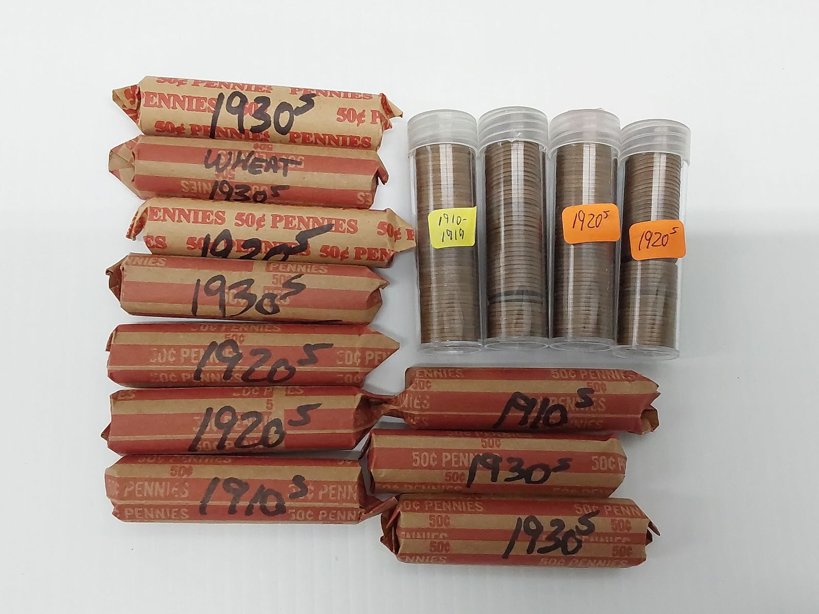 (14) rolls of wheat pennies: (14) rolls of wheat pennies