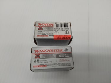 (2) boxes of .22 Win Mag 40gr ammunition