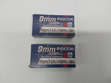 (2) boxes of 9mm 115gr Fiocchi ammunition
