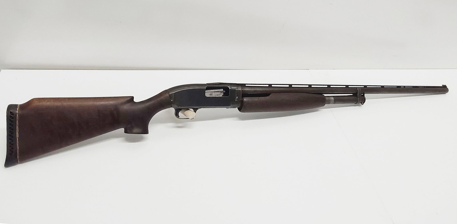 Winchester model 12 12ga full choke 2 3/4" shotgun: Fair condition, looks like the stock and forearm have been replaced. S/N: 1966504 Will ship to valid FFL holder ONLY.
