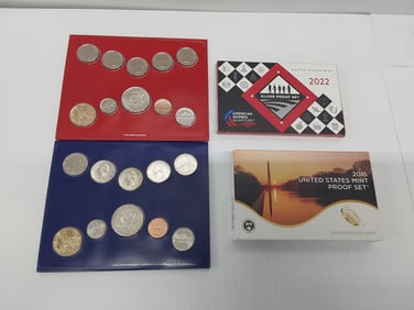 flat with (2) mint sets and (1) silver proof set