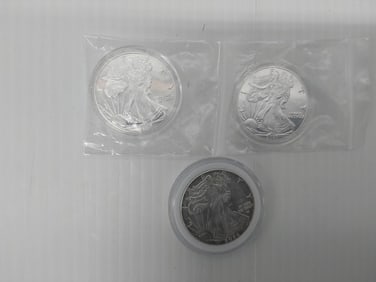 (2) 2023 silver Eagles and (1) 2024 silver Eagle
