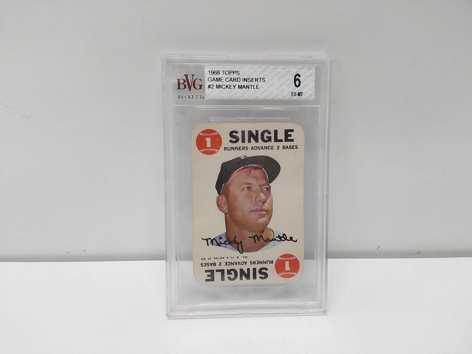 1968 Topps game card iinserts #2 Mickey Mantle: Beckett graded EX -MT 6
