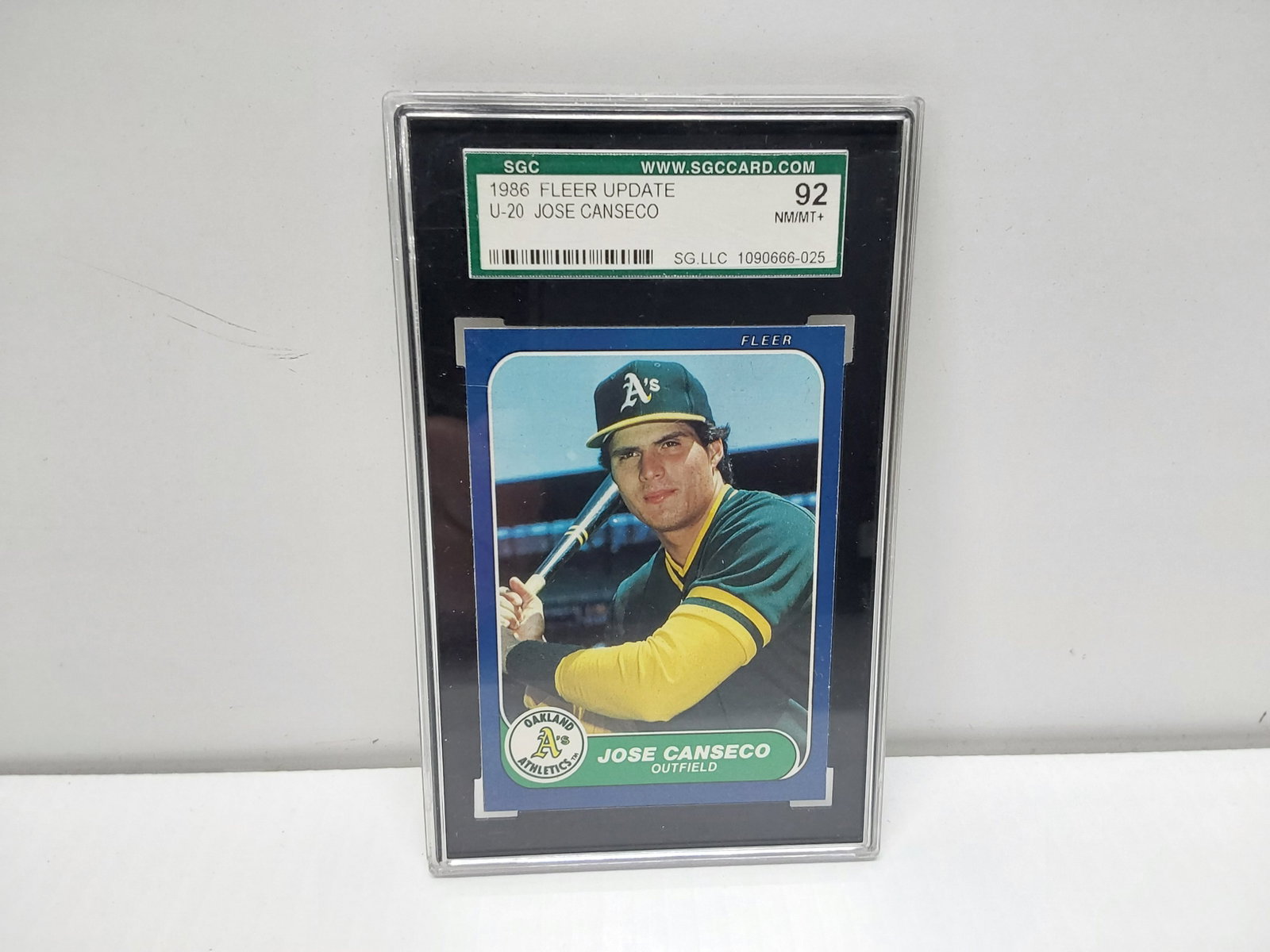 1986 Fleer Update #U-20 Jose Canseco graded card: SGC graded NM/MT
