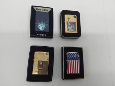 (4) NEW miscellaneous Zippo lighters