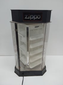 Zippo lighted and rotating display case