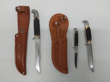 Queen double sheath knife set and sheath knife