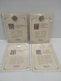 (4) Peace silver dollars with stamps