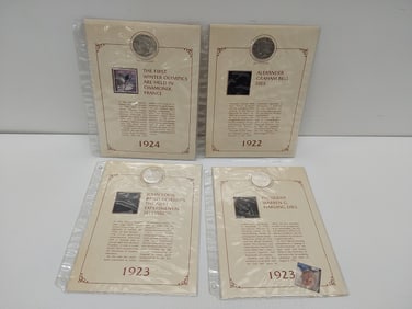 (4) Peace silver dollars with stamps