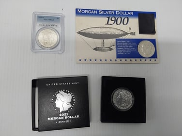 (2) Morgan and (1) Peace silver dollars