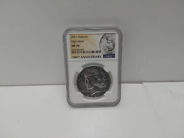 2021 Peace silver dollar, MS-70, high relief