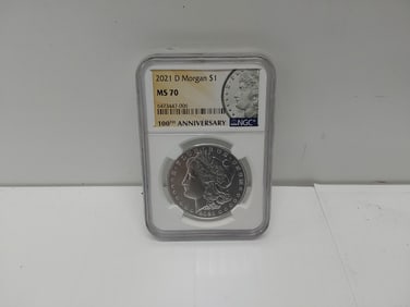 2021-D Morgan silver dollar, MS-70, anniversary