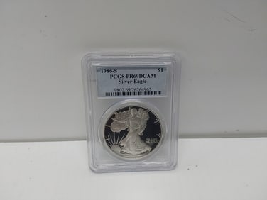 1986-S PCGS PR 69 DCAM silver Eagle