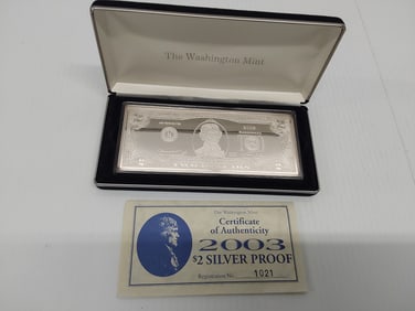 2003 $2 silver proof, 4 ozt  .999 in case