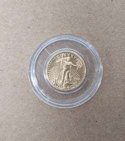 2023 1/10th fine gold $5 coin in plastic