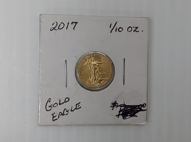 2017 1/10th fine gold $5 coin in holder
