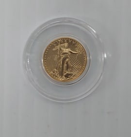 2022 1/10th oz fine gold $5 coin in plastic