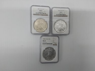 (3) 1986 MS-69 silver Eagles