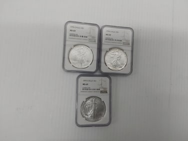 (3) MS-69 silver Eagles