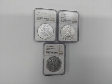 (3) MS-70 silver Eagles