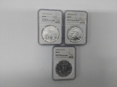 (3) MS-69 silver Eagles