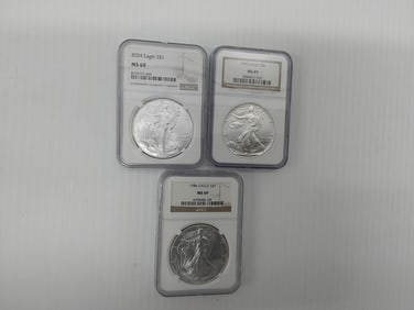 (3) MS-69 silver Eagles