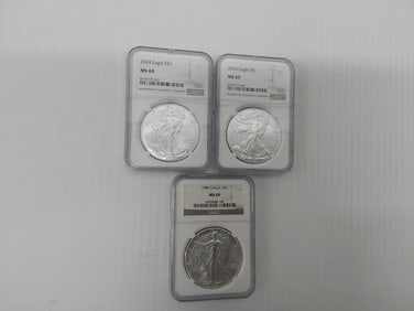 (3) MS-69 silver Eagles