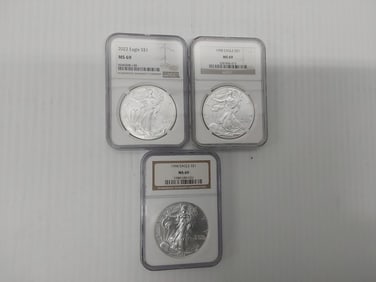 (3) graded silver Eagles