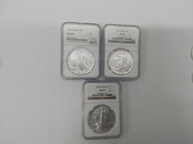 (3) MS-69 silver Eagles
