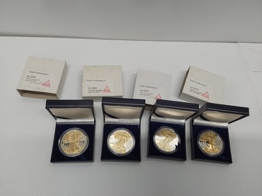 (4) 2009 2-tone silver Eagles in cases