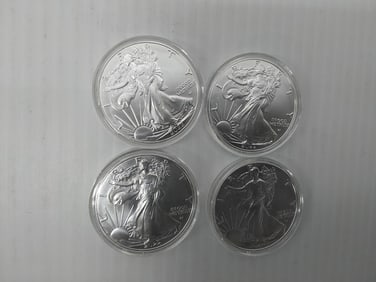 (4) 2022 silver Eagles in plastic