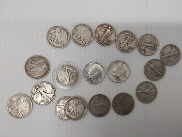 (18) silver halves (90%)