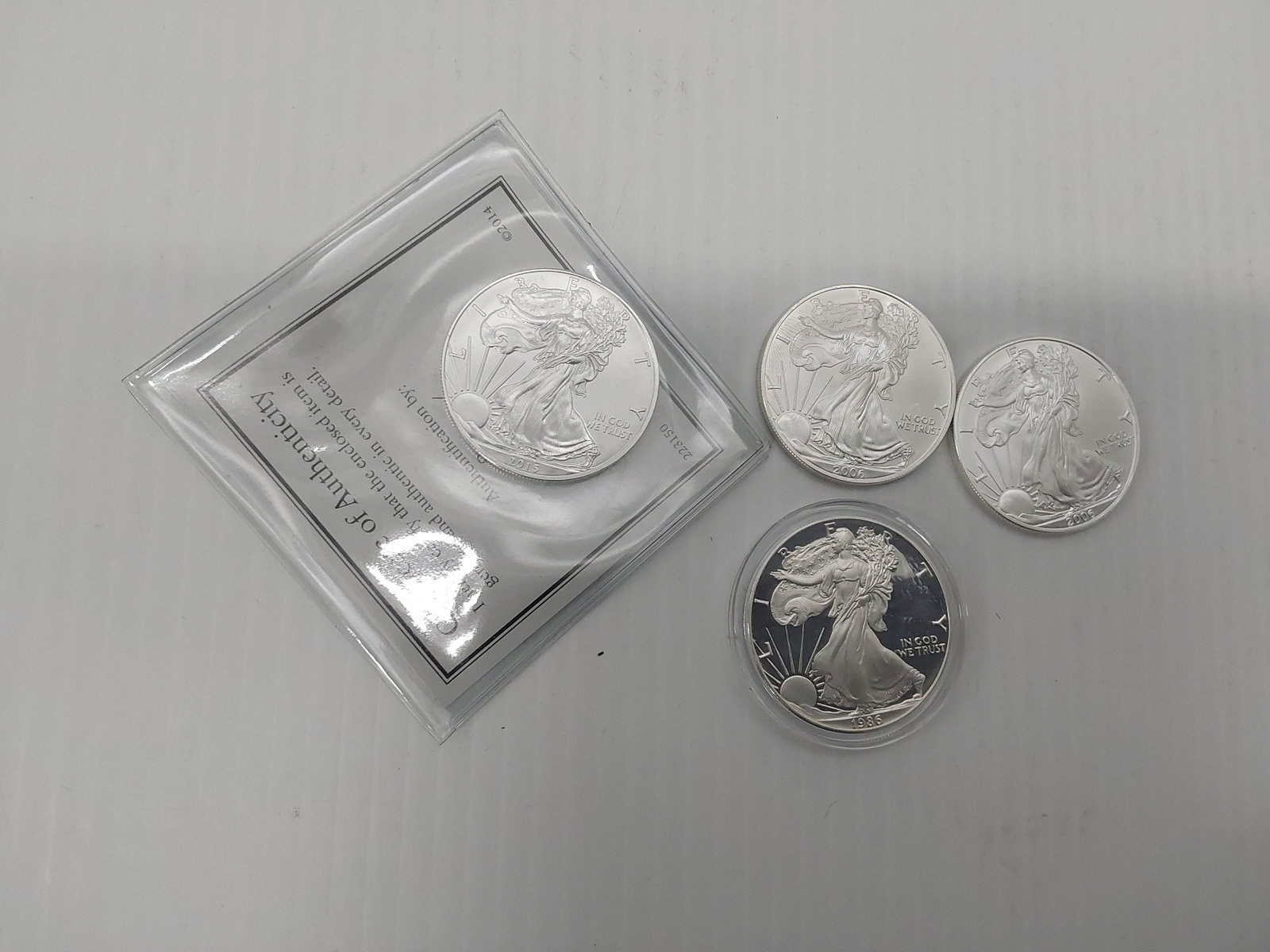 (4) silver Eagles: 1986, (2) 2006 and 2015
