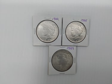 (3) Peace silver dollars