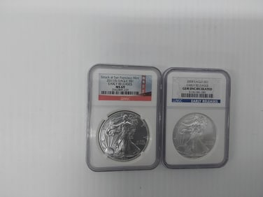 (2) graded silver Eagles