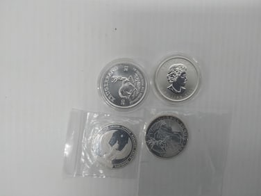 (4) 1 oz miscellaneous silver rounds