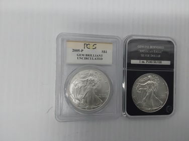 (2) graded silver Eagles