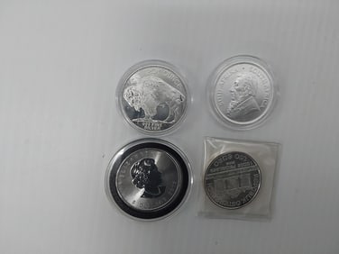 (4) miscellaneous 1 oz silver rounds