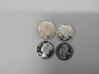 (4) miscellaneous 1 ozt .999 silver rounds