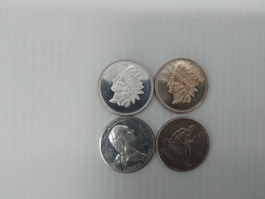 (4) 1 ozt miscellaneous .999 silver rounds
