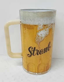large Straub Beer tin advertising mug