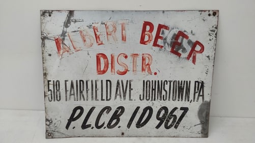 Albert Beer Johnstown Distributor galvanized sign