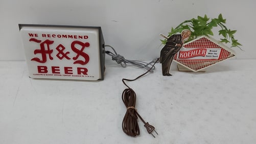 NOS F&S and Koehler light up signs